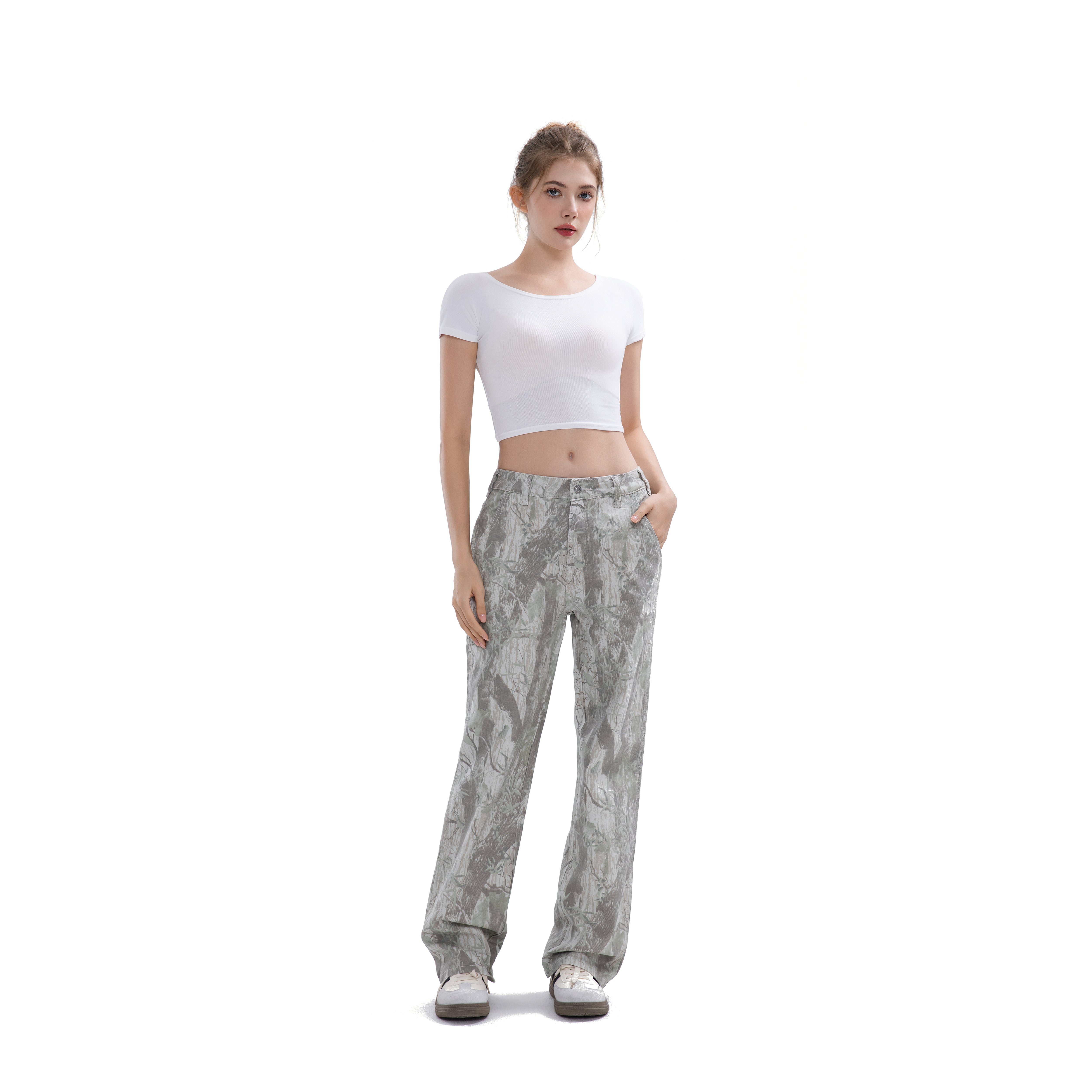 Loose-fitting 4-pocket camouflage pants