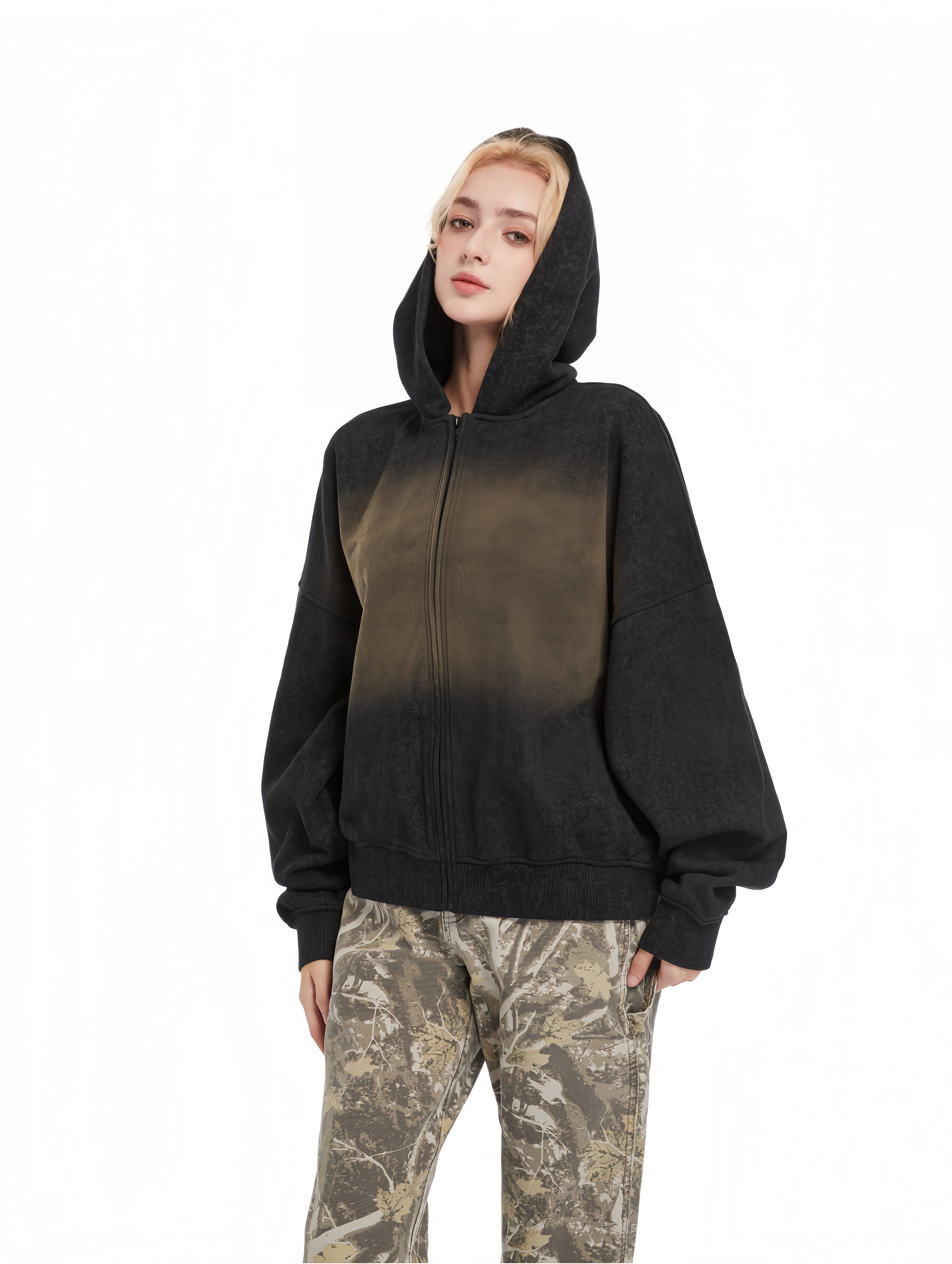 Women’s Vintage Long Sleeve Jacket – Simple Zip-Up Casual Jacket for Everyday Wear