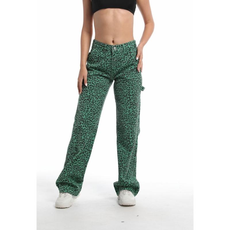 Women’s Leopard Print Pants – Loose Wide-Leg, Mid-Low Rise, Casual Plus & Regular Sizes