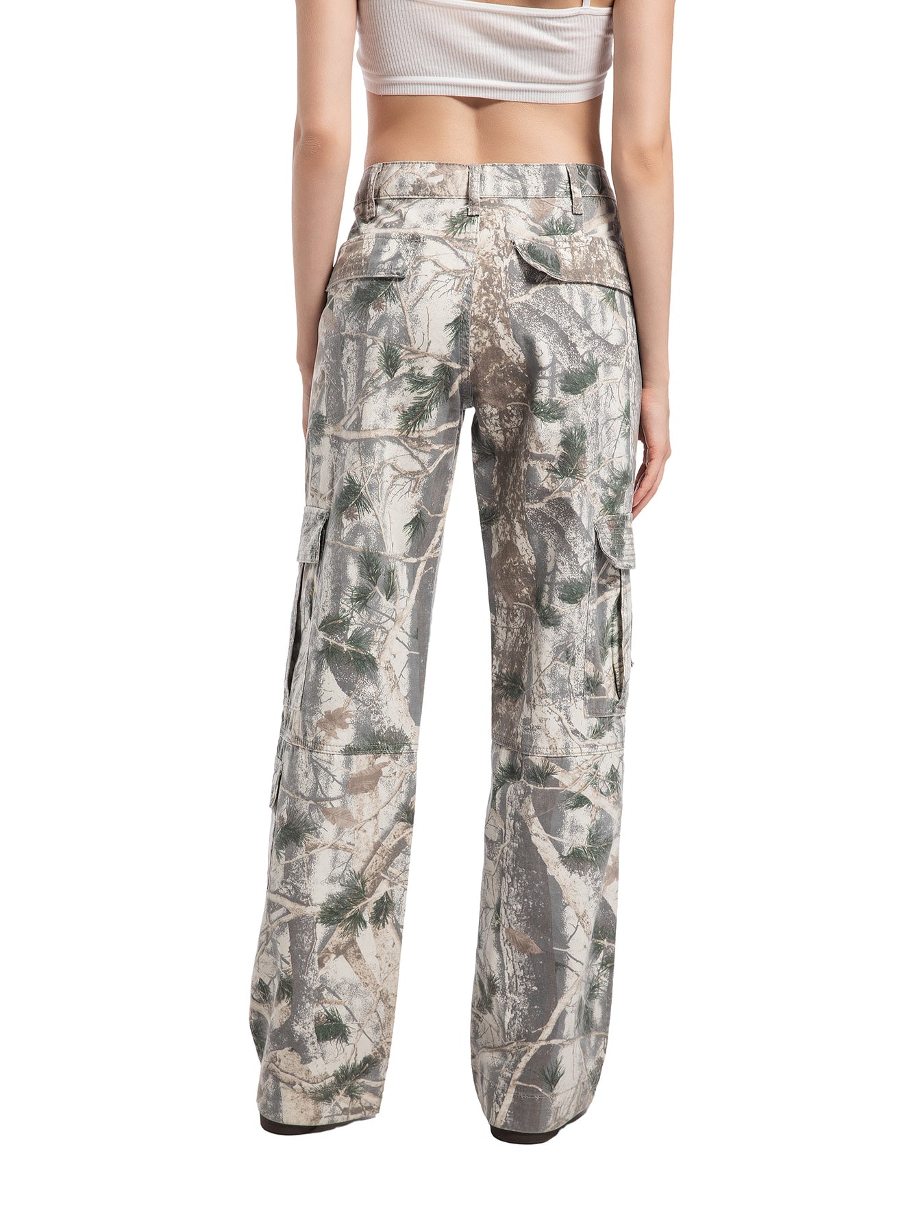 Women’s Loose Camo Pants – Mid/Low Rise Wide-Leg Style, Available in Regular & Plus Sizes