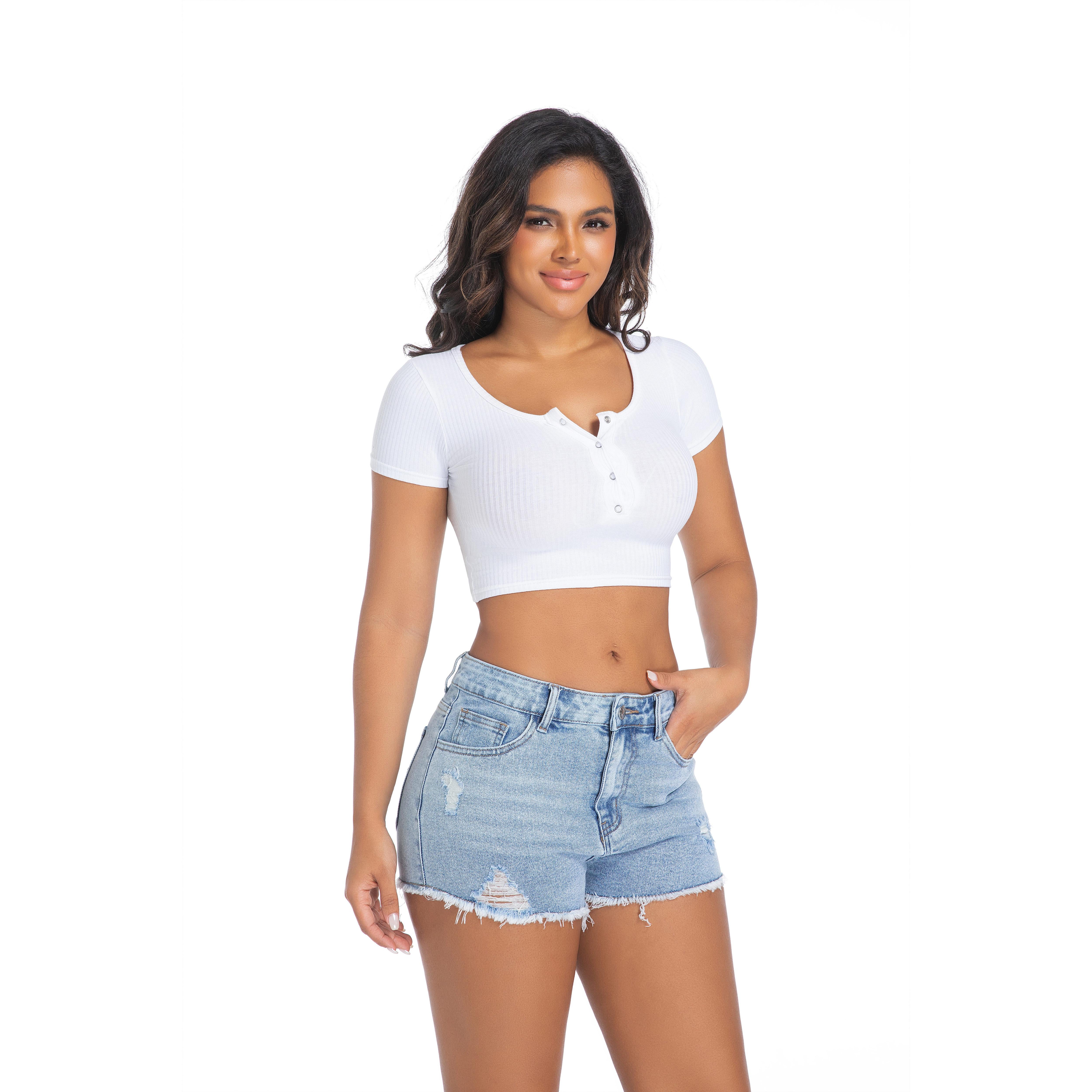PinkyMoor Womens'jean shorts Mid-Low Waist Elastic Ripped Denim Summer Casual Shorts - Womenswear, Bottom summer dresses 2025 women Light Blue Minimalist Baggy