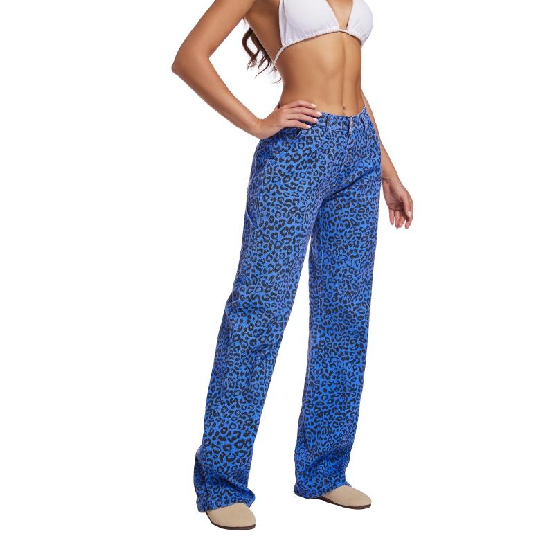 Women’s Leopard Print Pants – Loose Wide-Leg, Mid-Low Rise, Casual Plus & Regular Sizes
