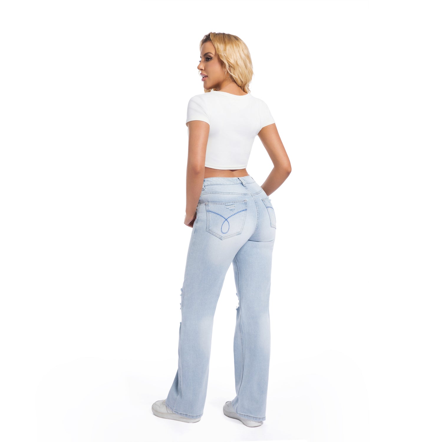 Low-rise ripped jeans