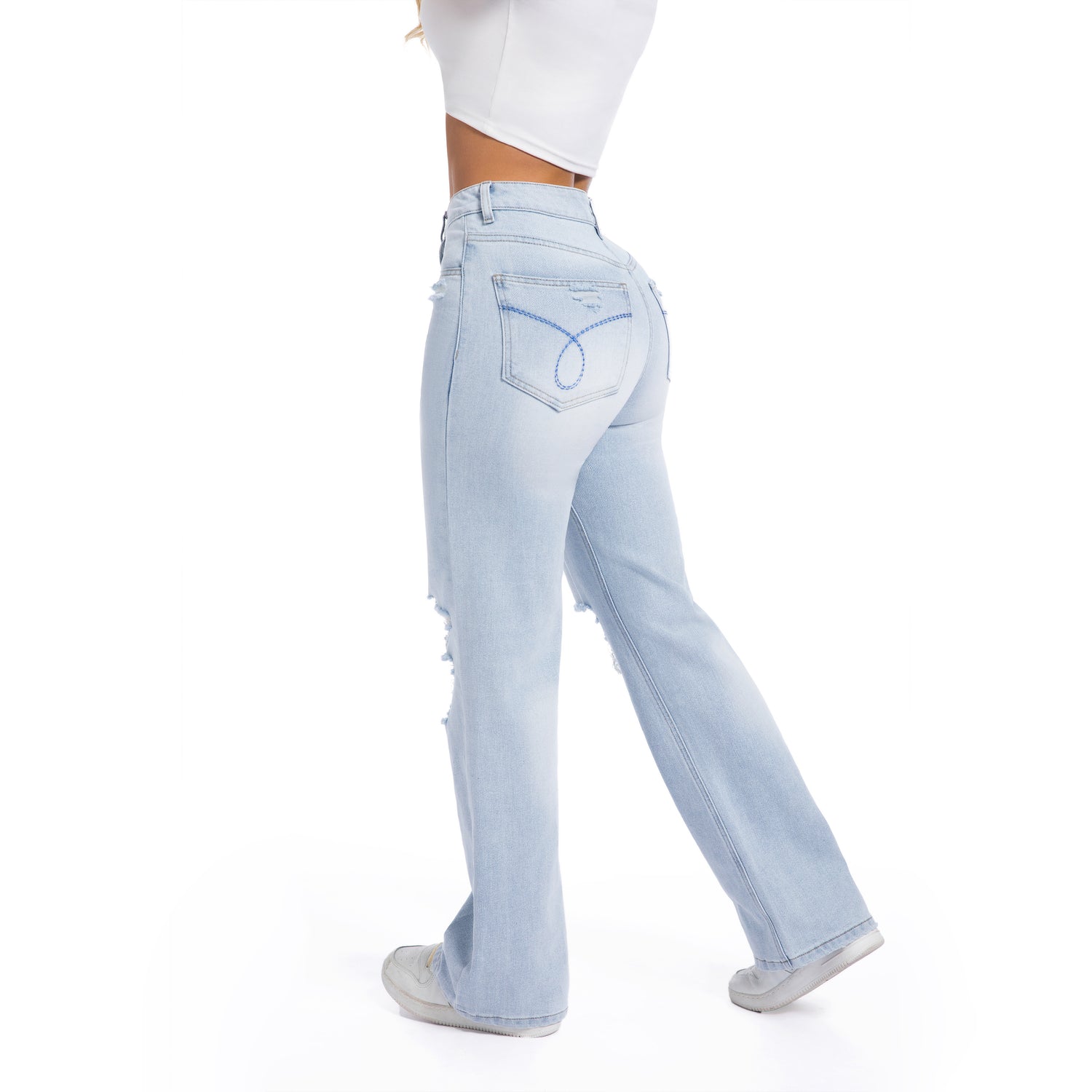 Low-rise ripped jeans