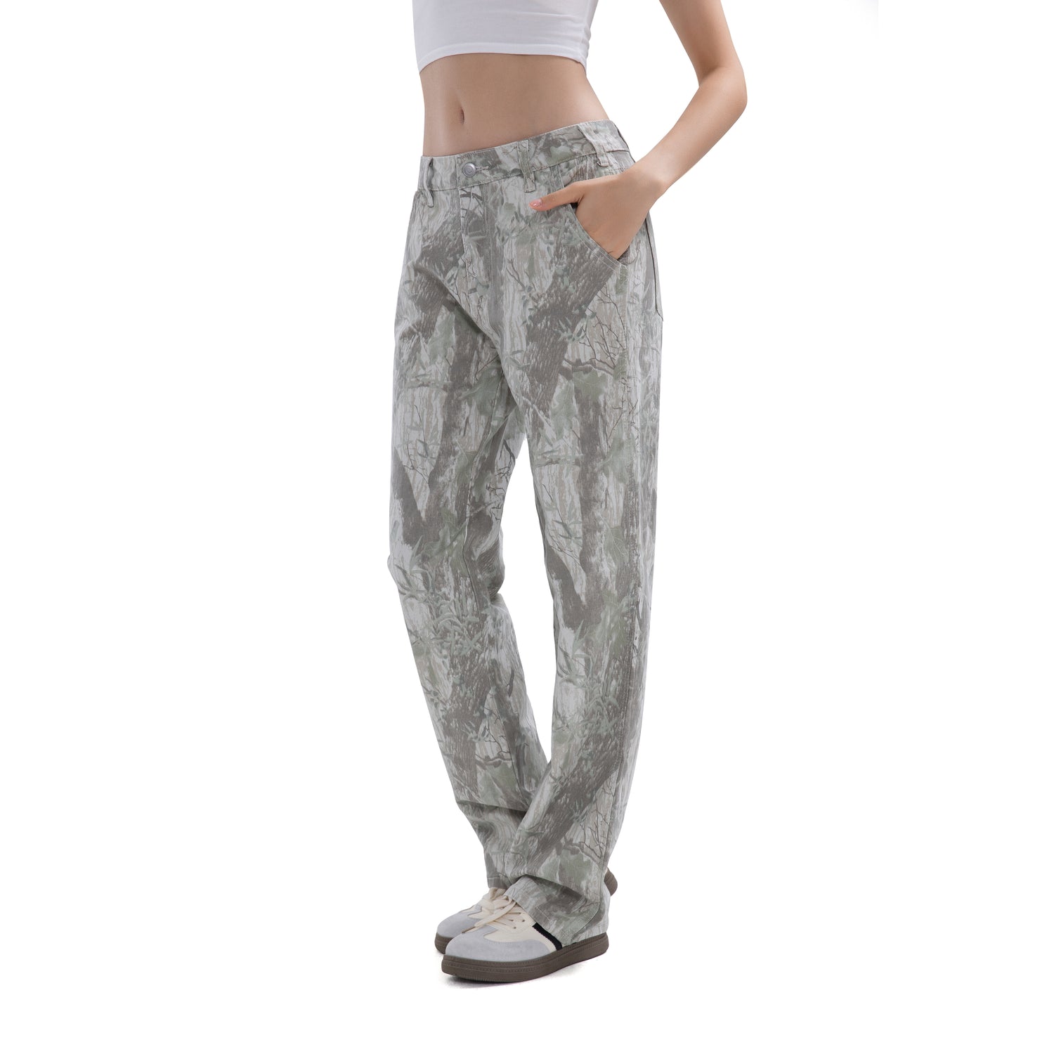 OUTDOOR Spring Camouflage Print Cargo Jeans Pants Casual Fashion Street Style Bottoms