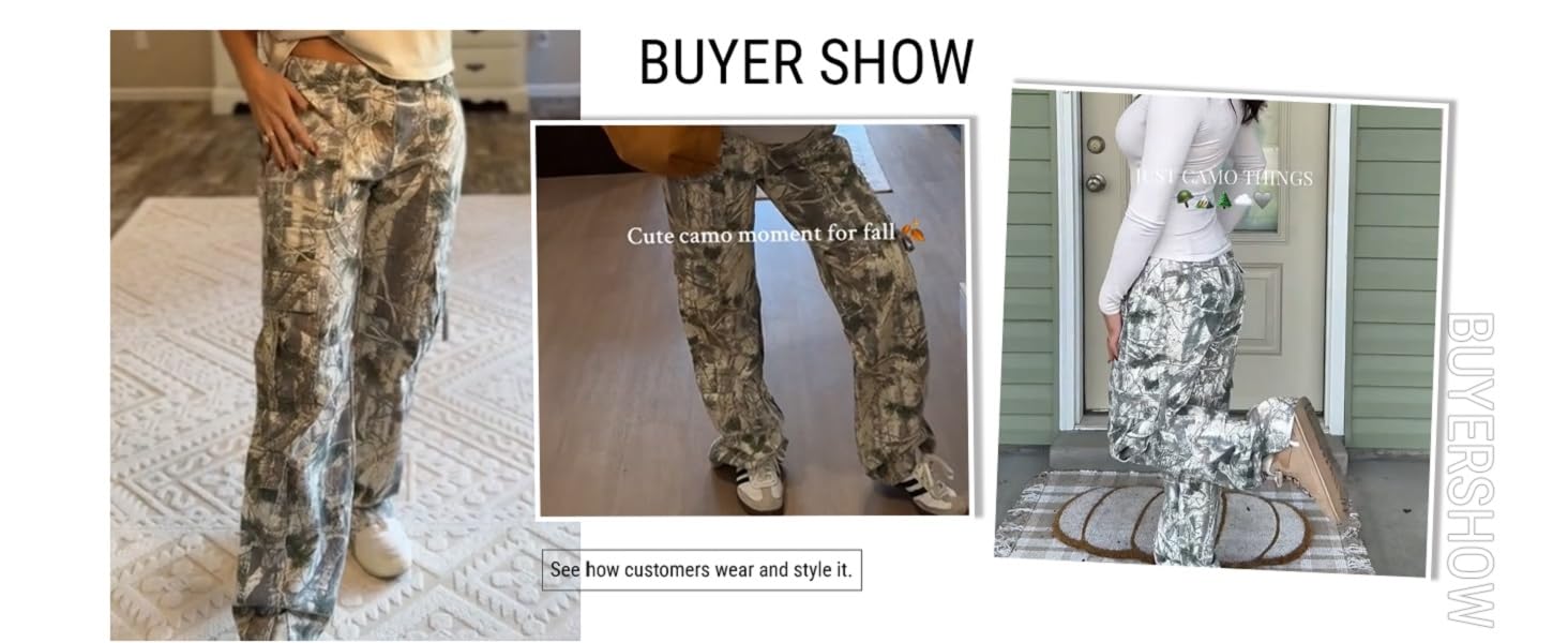 Pine Needle Camouflage Cargo Pants Multi-Pocket Design Comfort Casual Pants