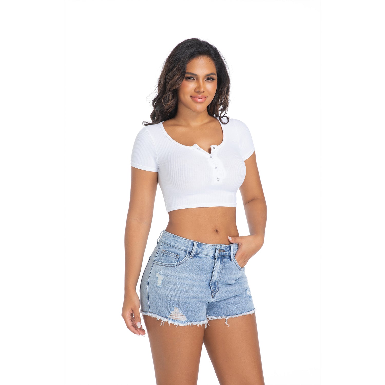 Slim Fit Mid Rise Jean Shorts Stretchy Denim Shorts Casual Summer Bottoms for Women