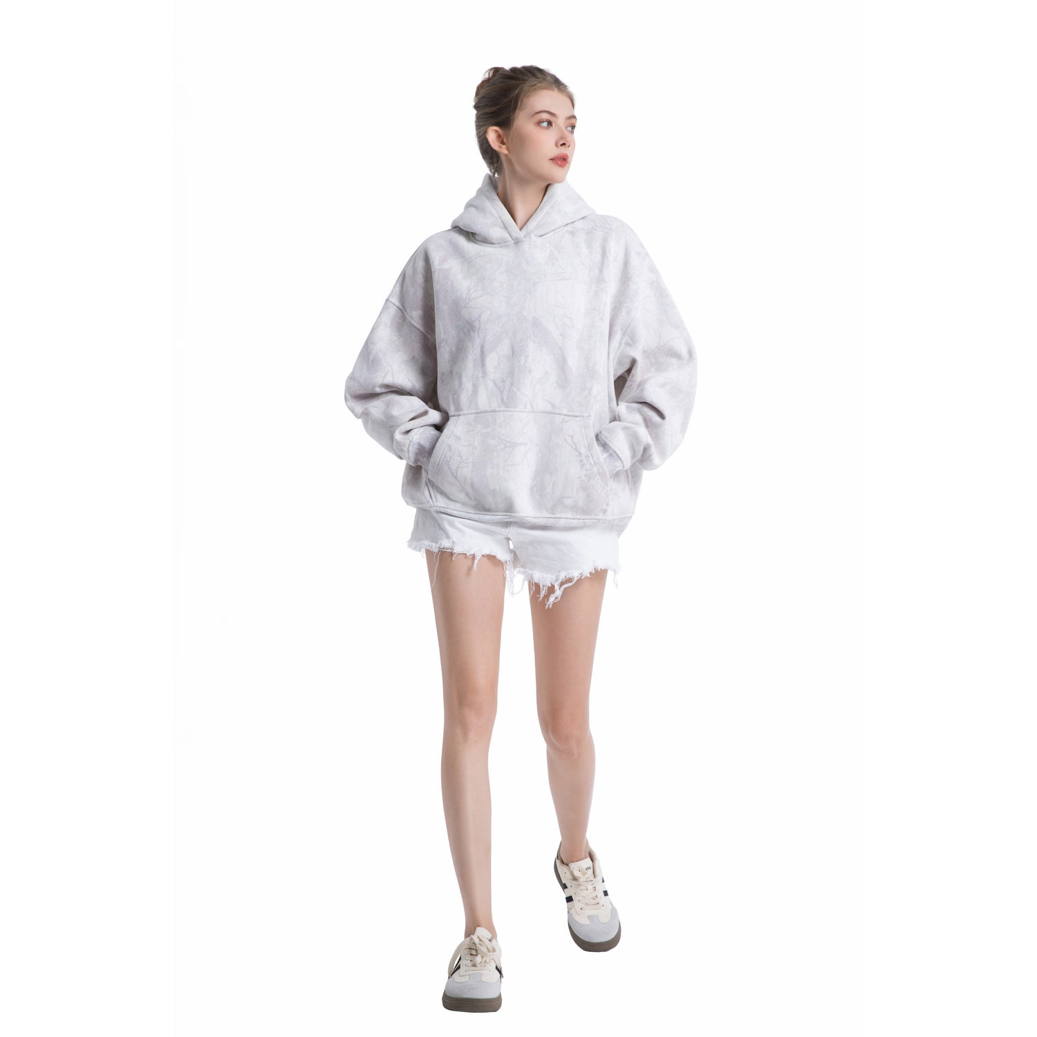 Loose Fit Hooded Fleece Camouflage Sweatshirt