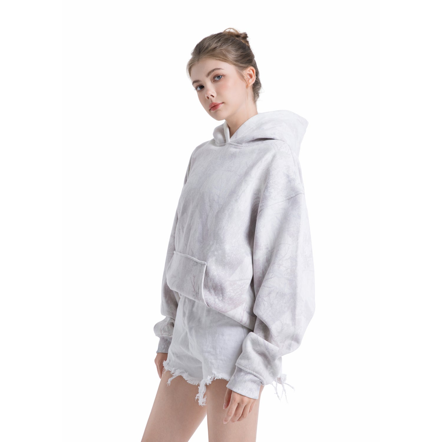 Loose Fit Hooded Fleece Camouflage Sweatshirt