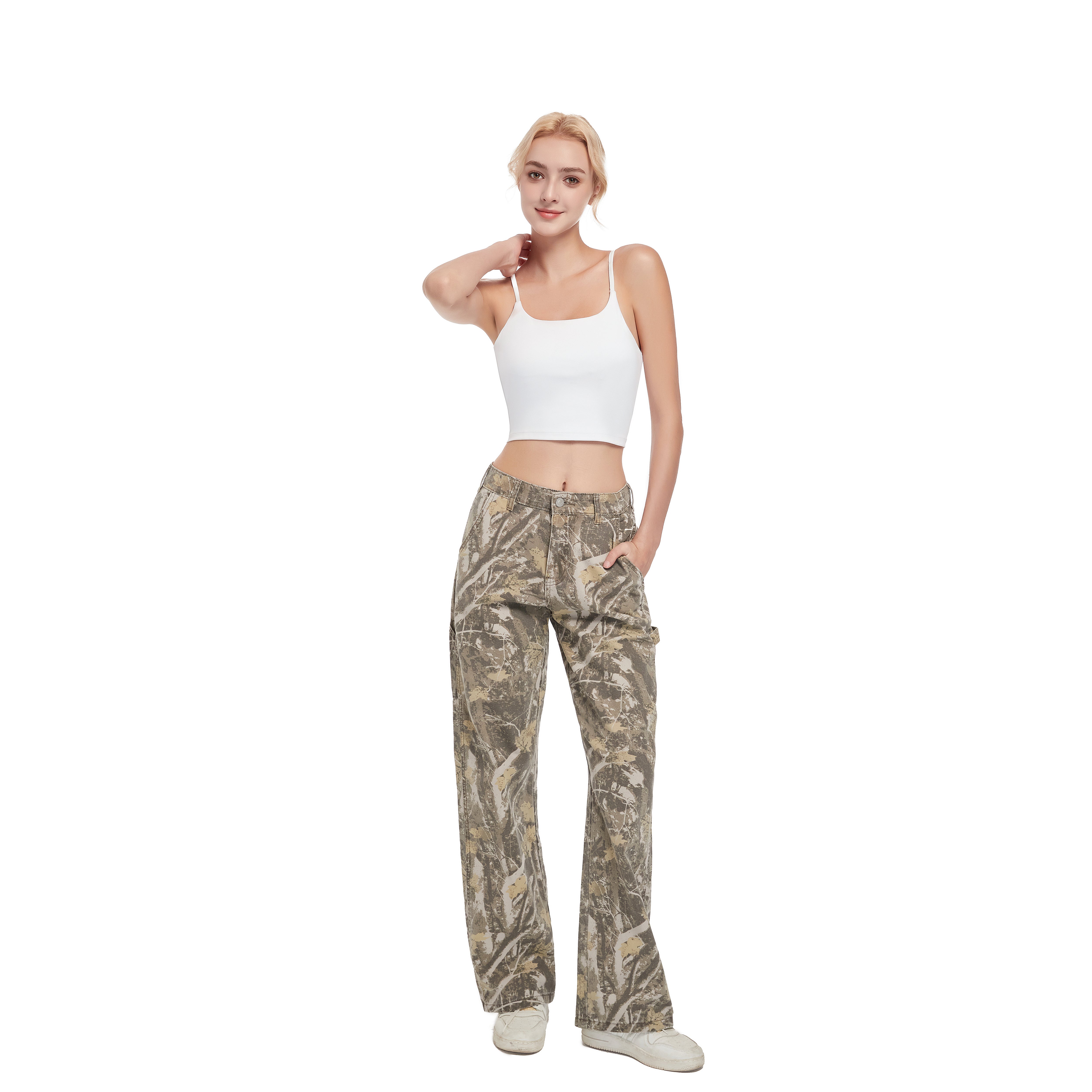 Loose-fitting 5-pocket camouflage pants