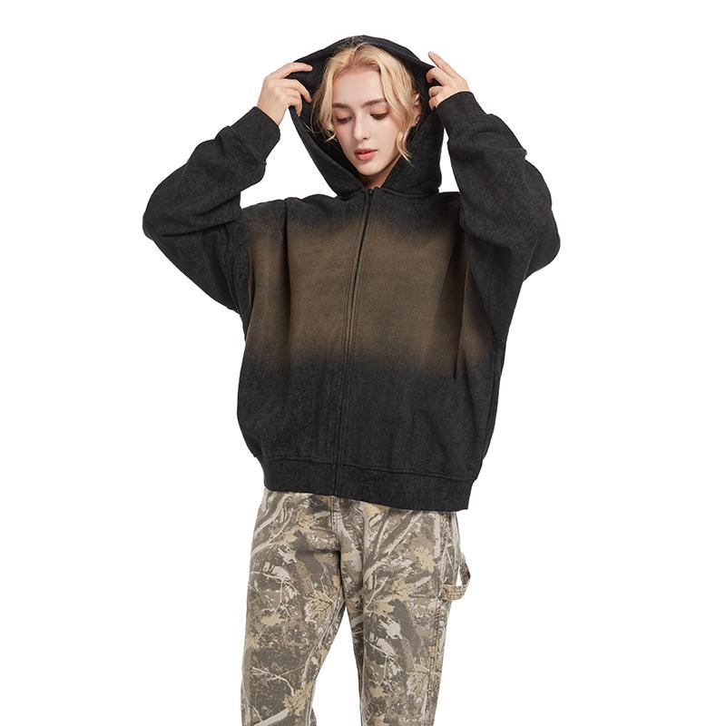 Women’s Vintage Long Sleeve Jacket – Simple Zip-Up Casual Jacket for Everyday Wear