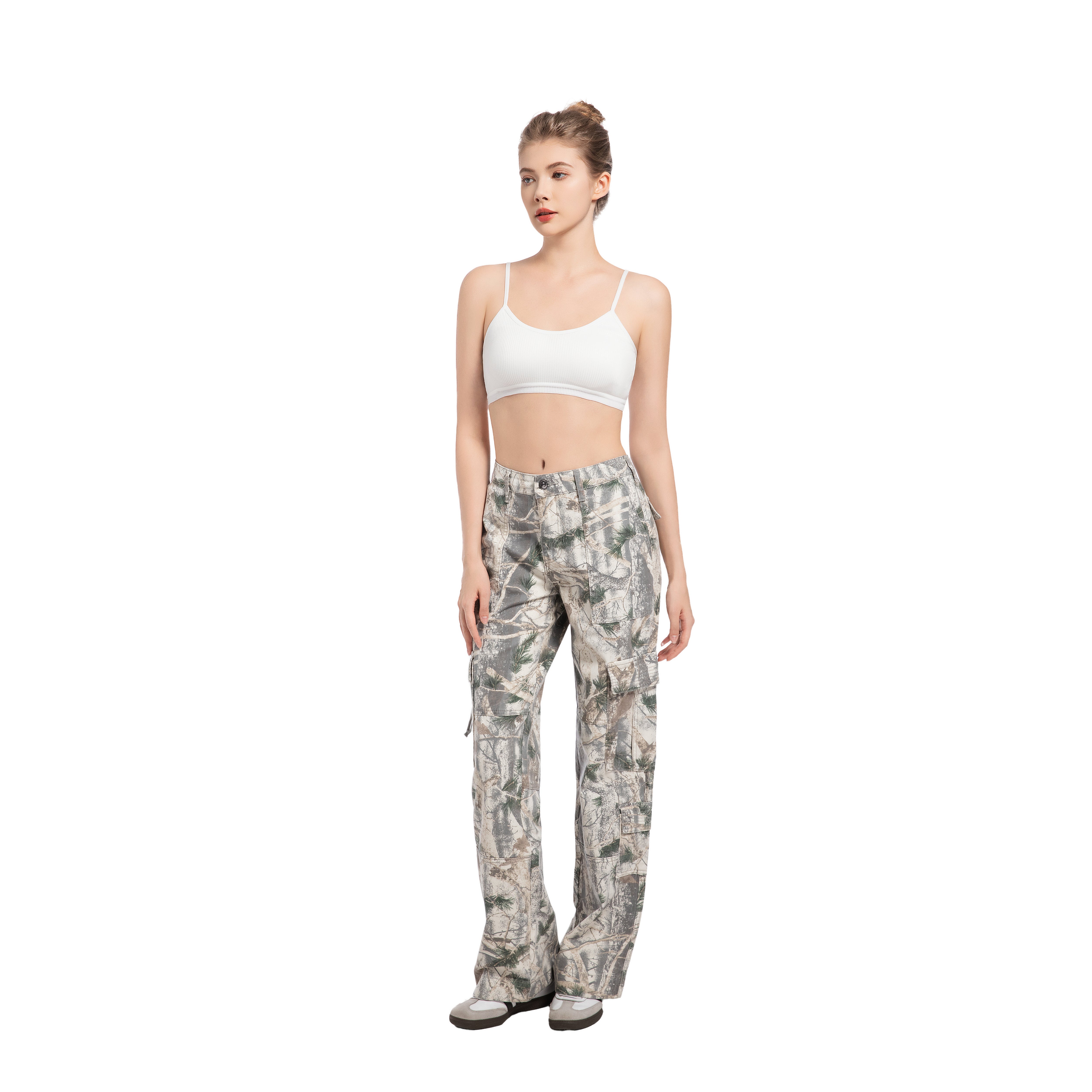 Loose-fitting four-pocket camouflage pants