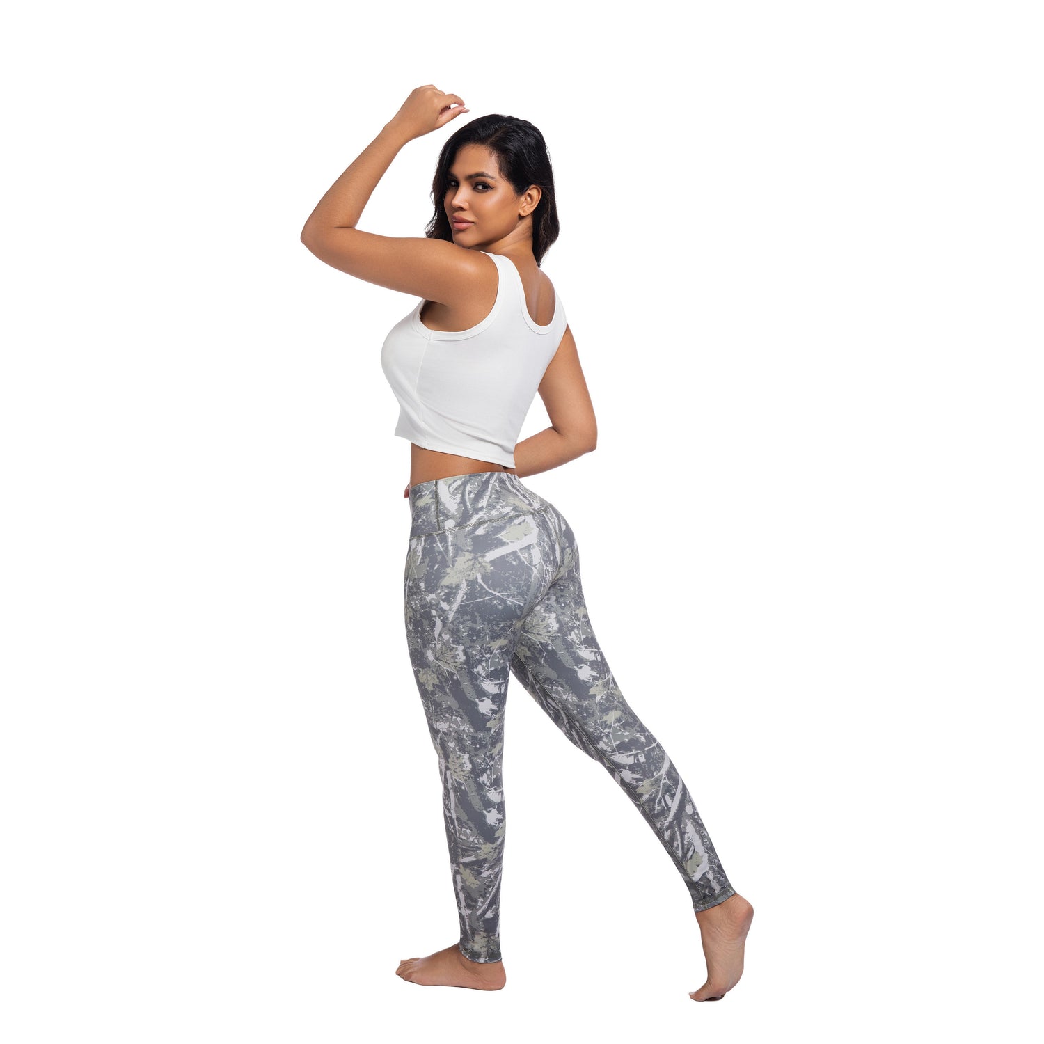Unique Camouflage Print Yoga Leggings Butt-Lifting High Waist Slim Fit Pants