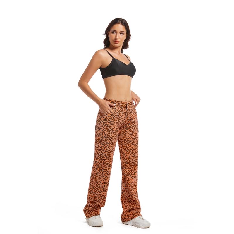 Women’s Leopard Print Pants – Loose Wide-Leg, Mid-Low Rise, Casual Plus & Regular Sizes