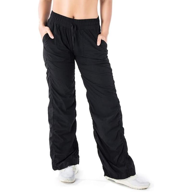 Women’s Lightweight Wrinkle-Resistant Pants – Dance Studio, Travel & Casual Sweatpants, Baggy Linen-Style Loose Fit Bottoms