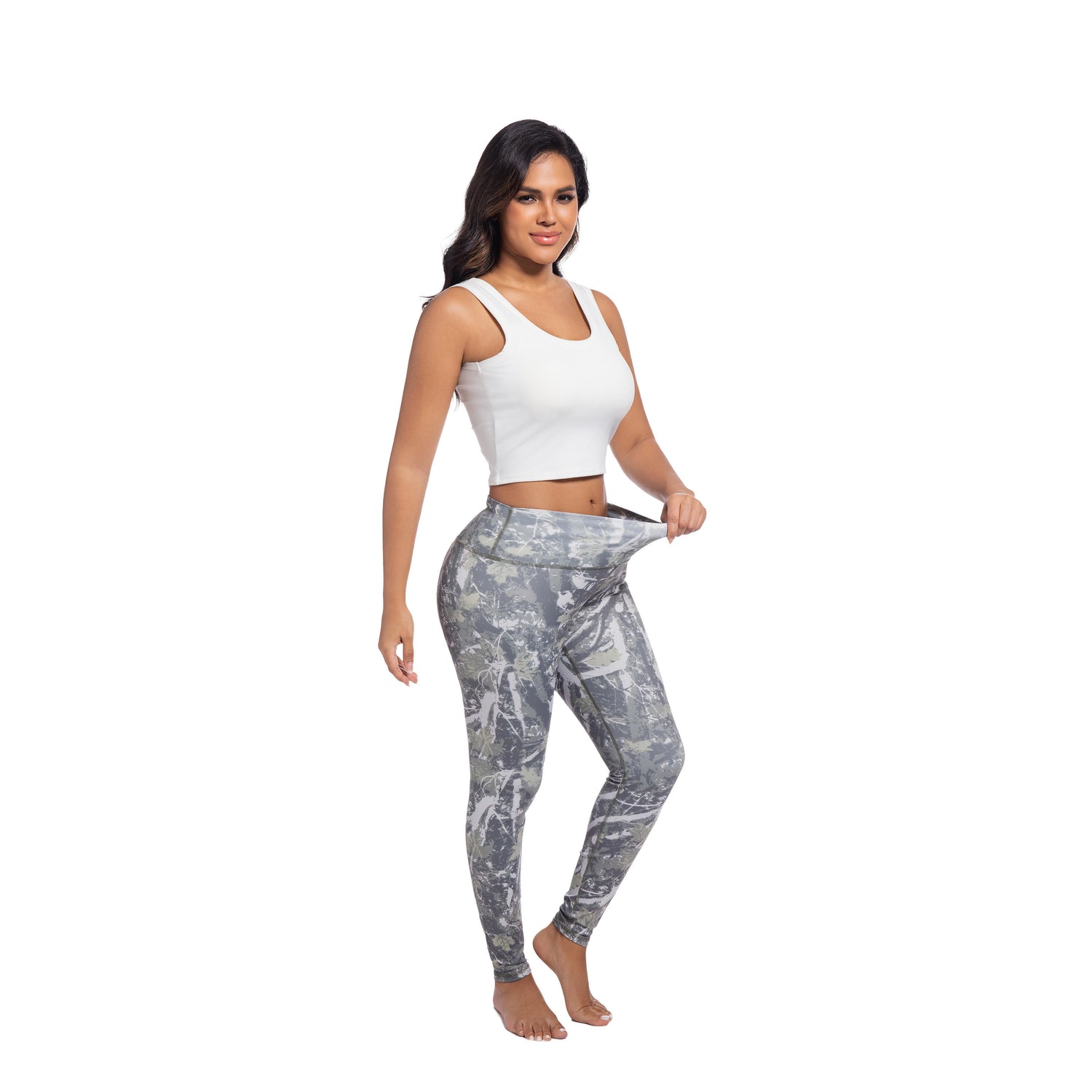 Unique Camouflage Print Yoga Leggings Butt-Lifting High Waist Slim Fit Pants